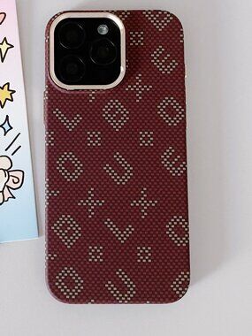 Burgundy Monogram Carbon Fiber Phone Case